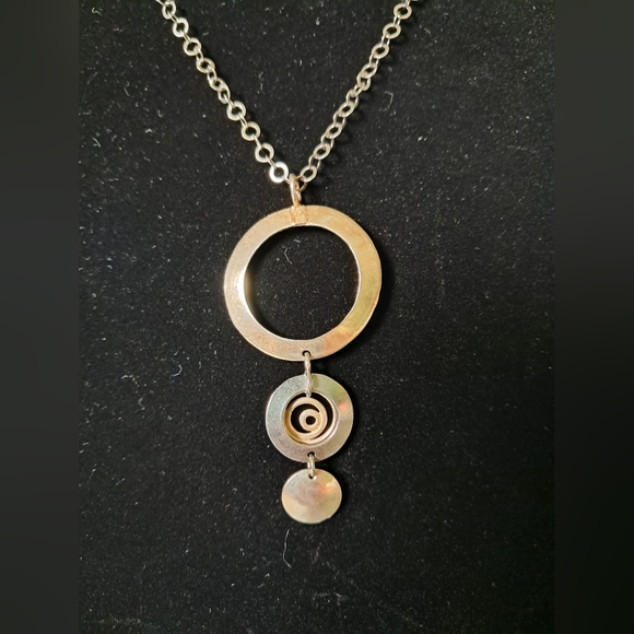 925 Israel Sterling Silver Silpada Circle Hammered Pendant Necklace - Picture 7 of 12